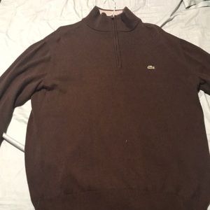 Brown Mens Lacoste 1/4 Zip Sweater